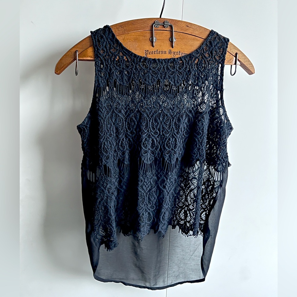 Black Sleeveless Lace Top